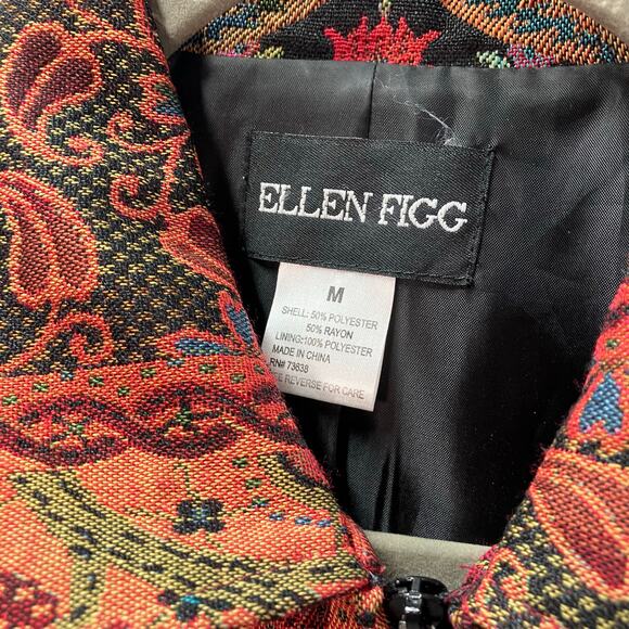 Ellen Fig Womens Medium Multi Color Floral Full Zip Lined Beaded‎ Blazer Jacket - Picture 7 of 15